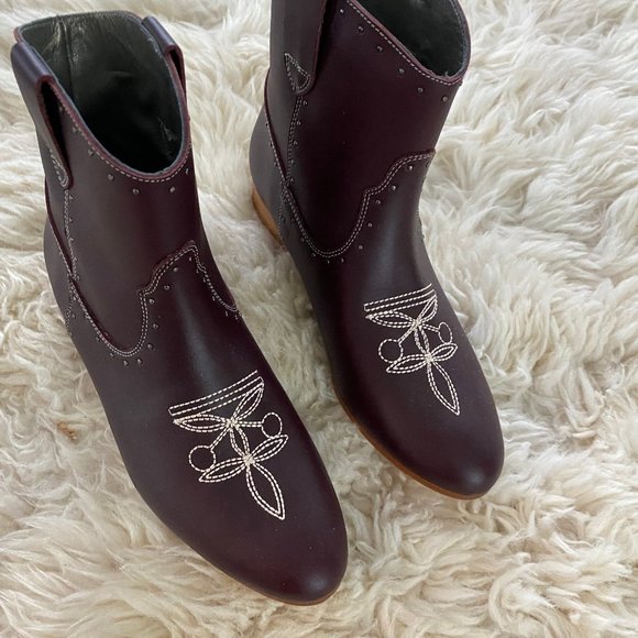 Brown Burgundy Cowboy boots by Bonpoint - Picture 1 of 6